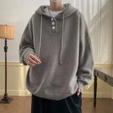 AIDASE  -  Men's Hoodie Knitwear Casual Autumn Winter Style Slimming Meat Covering Grey Simple Design Versatile Loose Fit Sweatshirt aidase-shop