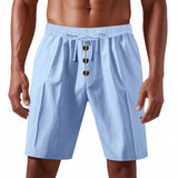 AIDASE  -  Cross-border men's loose American linen beach casual washed button five-point sports shorts men aidase-shop