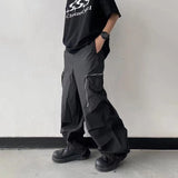 Aidase Black Baggy Cargo Pants Fashion Harajuku Straight Trousers Men's Y2K Vintage Baggy Casual Pocket Streetwear Hip Hop Korean Style
