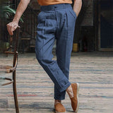 AIDASE  -  Men's linen beach pants with slant pockets, solid color, comfortable, breathable, for outdoor and casual wear aidase-shop