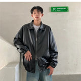 AIDASE  -  Autumn Vintage PU Leather Jacket Men Solid Collar Turn-down Collar Jackets Mens Biker Fashion Motorcycle Causal Coat 5XL-M aidase-shop
