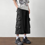 AIDASE  -  Japanese Fashion Multi-pocket Cargo Shorts Men Korean Style Trendy Summer Casual Loose Washed Straight Cropped Pants Aesthetic aidase-shop