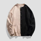 AIDASE  -  Color Block Knit Cardigan Men Loose Casual Asymmetric Button Sweater Daily Versatile Streetwear aidase-shop