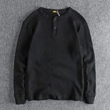 AIDASE  -  American Fashion Autumn Winter Men's Solid Color Simple Basic Casual Trendy Loose O-neck Long Sleeve T-shirts Male Top Clothes aidase-shop