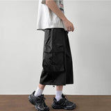 AIDASE  -  Japanese Fashion Multi-pocket Cargo Shorts Men Korean Style Trendy Summer Casual Loose Washed Straight Cropped Pants Aesthetic aidase-shop
