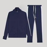 AIDASE  -  Spring Autumn Men's 2-Piece Set Color Blocking Zipper Stand Collar Casual Sports Jacket Sweatshirt Trousers Suit aidase-shop