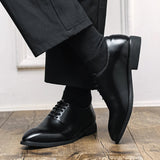 AIDASE  -  Rubber Quality Anti Slip Wear-resistant Sole Men Leather Shoes Fashionable Breathable Low Top Business Office Formal Shoes aidase-shop