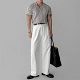 AIDASE  -  New Fashion Men Henry Collar T-Shirt Leisure Luxury Knit Short Sleeve Tops Korean Style Summer Stretchy Breathable Fitness Tees aidase-shop