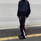 AIDASE  -  Loose Fitn Sports Pants for Men Summer Outdoor Casual Striped Trousers American Color Blo Wide Leg Long Pants aidase-shop
