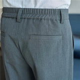 AIDASE  -  High-quality thin section semi-elastic waist small straight casual suit pants men's pants aidase-shop