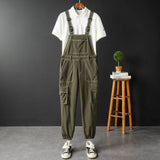 AIDASE  -  Men Joggers Bib Overalls Multi Pockets Cargo Pants Adjustable Suspenders Coveralls Summer Jumpsuits aidase-shop