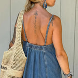 AIDASE  -  Solid Loose Denim Camisole Maxi Dress Women Casual Daily Commuting Sleeveless Backless Long Dresses 2025 Summer Outdoor Vestidos aidase-shop