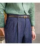 AIDASE  -  High Waist Trousers Pant For Man OfficeTrouser Business Casual Pant British Social Club Outfits Pantalones Hombre Excluding Belt aidase-shop