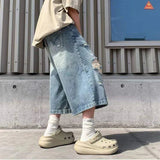 AIDASE  -  Ripped Men's Denim Shorts Summer New High Street Loose Straight Wide Leg Pants Personality Fashionable Clothes aidase-shop