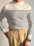 AIDASE  -  Autumn Casual Mens Knit T Shirts Long Sleeve Crew Neck Vintage Jumpers For Men Stylish Striped Knitted Sweaters Tops Male aidase-shop