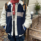 AIDASE  -  Thick Warm Baseball Collar Parkas Autumn Winter Contrasting Letters Embroidered Lamb Wool Padded Jacket for Men Kpop Streetwear aidase-shop