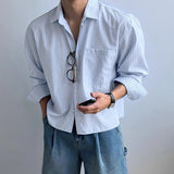 AIDASE  -  Men Striped Shirt Lapel Long Sleeve Button Casual Men Clothing Loose Streetwear 2025 Korean Style Fashion Male Shirts