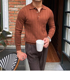 Aidase Autumn Casual Men's Knitted Sweater Striped Polo Shirt Men Mode Homme 2022 Lapel Polo T-shirt Men's Elastic Jacquard Business aidase-shop