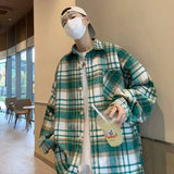 Aidase Men 2024 Spring Summer Fashion Checkered Turn-down Collar Tops T-Shirt Men Clothing Casual Loose Long Sleeve Button Shirts aidase-shop