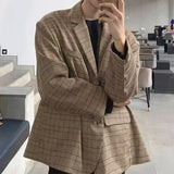AIDASE  -  Men Blazer Plaid Lapel Long Sleeve Button Casual Suits Men Streetwear 2025 Autumn Fashion Leisure Male Coats S-5XL aidase-shop