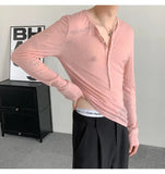 AIDASE  -  Summer Fashion Trendy Elastic Slim Fit Design Long Sleeved 2025 Korea Fashion Round Neck Luxury Male Tops aidase-shop