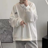 Korean Men Sweatshirts Hip Hop Solid Color Basic O Neck Oversized Pullovers  Autumn Fashion Casual Long Sleeve Tops aidase-shop