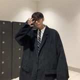 Aidase Blazers Men Corduroy Autumn Casual Vintage Korean Office Loose All-match Outwear Pockets Harajuku Clothing Minimalist College aidase-shop