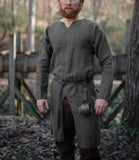 Aidase Streetwear Long Sleeve Tshirt For Men European Medieval Knight Top Vintage Loose V-neck Split Long Gown Pullover