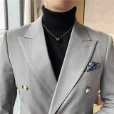 Aidase High Quality Blazer Men's British Style Double Breasted Elegant Business Advanced Simple Wedding Gentleman Slim Suit Two Piece aidase-shop