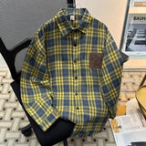 AIDASE  -  New Korean Style Plaid Shirt Long Sleeve Casual Outerwear for Men And Women Couple Fashionable Leisure Coat Polyester Fiber aidase-shop