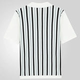 Aidase Men's Business Striped Knitted Polo Shirt Light Luxury Leisure Turn Down Collar Button Short Sleeve Shirts Breathable Knitwear
