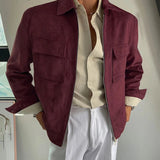 AIDASE  -  Tops Korean Style Fashion Men's Solid Suede Jacket Coats Casual Streetwear Male Loose All-match Long Sleeved Jacket aidase-shop