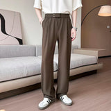 AIDASE  -  Korean Style Men's Casual Pants Summer New Fashion Versatile Thin Straight Wide Leg Male Trousers Menswear Tide aidase-shop
