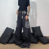 AIDASE  -  Retro American Embroidered Bla Jeans Men High Street Vibe Loose Straight Leg Wide Leg Clean Fit Long Trousers Casual Sleeve aidase-shop