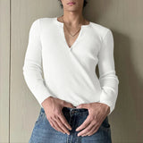 AIDASE  -  Men T Shirt Solid O-neck Long Sleeve Knitted Men Clothing Streetwear 2025 Button Spring Autumn Fashion Casual Tee Tops aidase-shop
