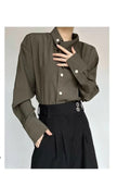 AIDASE  -  New Chinese Retro Design Niche Shirt Korean Style Fashion Trend Irregular High-end Shirt Neckline Chic Jacket Men Aesthetic aidase-shop
