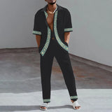 Aidase Fashion 3D Print Two Piece Set Men Summer Short Sleeve Lapel Shirts Top And Pants Casual Suit Streetwear Mens Outfit