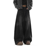AIDASE  -  American Style Men's Jeans High Street Straight Wide Leg Curved Knife Design Loose Denim Pants Stylish Trousers aidase-shop