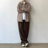 AIDASE  -  Japanese Vintage Plaid Long Sleeve Shirt Men's New Loose Fit Versatile Casual Youth Jacket Autumn Spring Season Ready-To-Wear aidase-shop