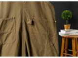 AIDASE  -  Men Loose Fit Bib Overalls Pockets Cargo Pants Hip Hop Golden Buttons Dungarees Casual Suspenders Jumpsuits aidase-shop