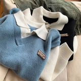 Aidase Sweatshirts Men Preppy Fashion Youthful Autumn Winter Warm Turn-down Collar Fake Two Pieces Korean Style Teenagers Popular Soft aidase-shop