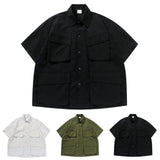 AIDASE  -  Men'S Vintage Cargo Shirt With Pocket Short Sleeves Regular Fit Men'S Plaid Shirt aidase-shop