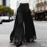 AIDASE  -  Men Pants Lace Patchwork Button Casual Wide Leg Trousers Men With Belt Streetwear Loose Fashion Male Long Pants aidase-shop