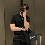 AIDASE  -  Men's Fashion Lapel Short Sleeve Ribbed Texture Breathable Skin-friendly Casual Versatile Business Commute Daily Wear Polo Shirt aidase-shop