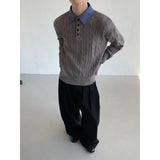 AIDASE  -  Thiened Fake Two-Piece Knitted Sweater for Men Autumn Winter  Sle irt Collar Cotton Blend Casual Knitwear aidase-shop