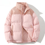 Aidase Winter Parkas Jacket Men Women Solid Patchwork Parkas Coat Loose Warm Thick Couple Jacket Korean Outwear Male Unisex Pink Green aidase-shop