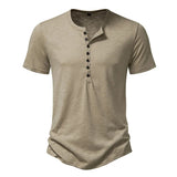 AIDASE  -  Men's Henry casual fashion basic short sleeve fashion pullover T-shirt aidase-shop