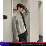 AIDASE  -  Light ey Heavyweight round Ne Hoodie for Men Trendy Brand Cool Base Layer irt Cleanfit Overhead Jaet Autumn Wear aidase-shop