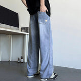 AIDASE  -  Men's Casual Jeans Summer New American Style High Street Straight Wide Leg Drawstring Design Fashion Male Trousers 21E5831 aidase-shop
