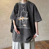 AIDASE  -  Fashion O-Neck Loose Printed Washed Vintage T-Shirts Men's Clothing Summer New Oversized Casual Tops Young Style Tee Shir aidase-shop